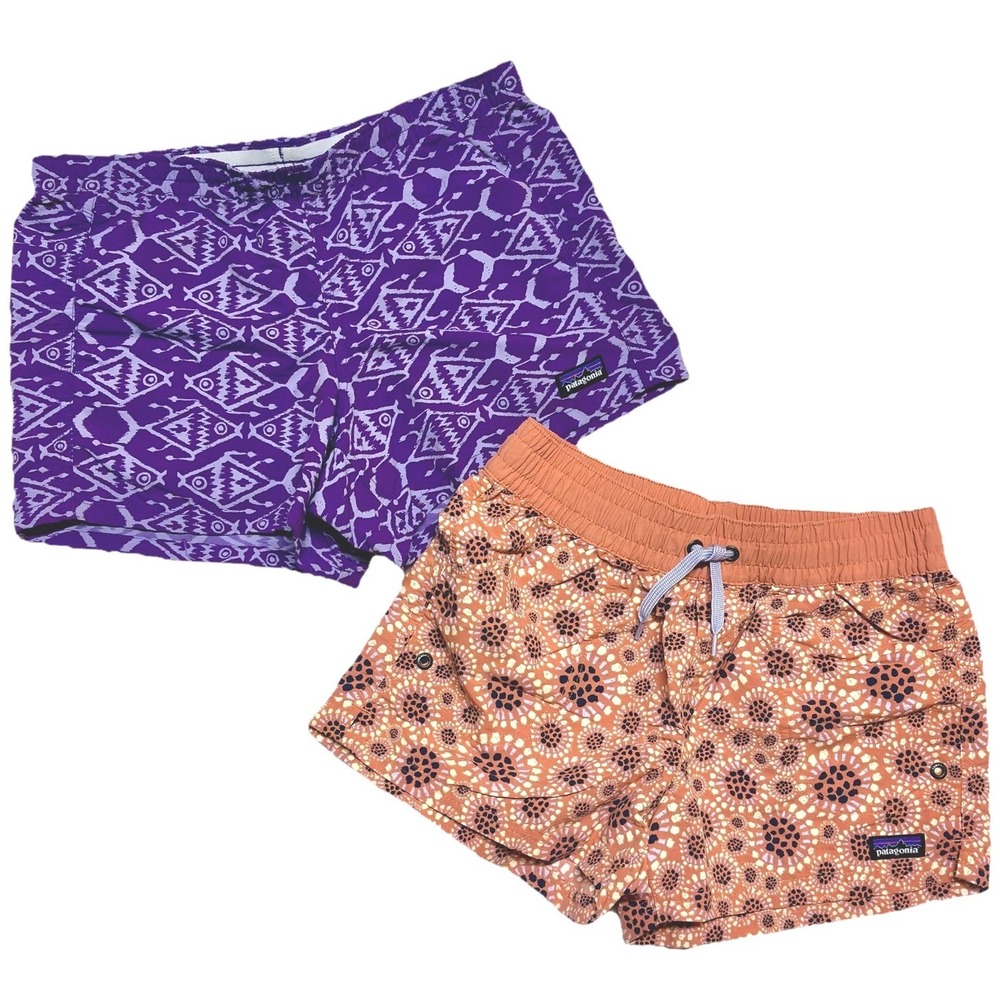 Patagonia Baggies Shorts Lot Of 2 Drawstring Outdoor Hike Pockets Girls XL 14
